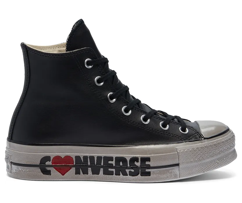 Converse Wordmark Platform Chuck Taylor All Star High Top Black Wordmarks (569117C)