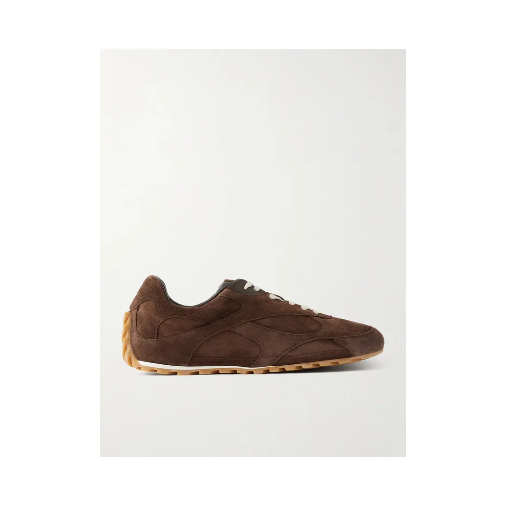 Bottega Veneta Orbit Flash Leather-Trimmed Suede Sneakers Brown (867926V3MS0)