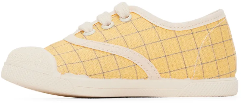 TINYCOTTONS Baby Yellow & Blue Grid Sneakers (SS22-299)