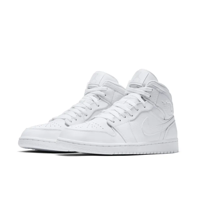 Jordan 1 Mid Triple White (2018) White/White-Pure Platinum (554724-109)
