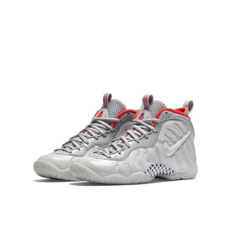 Nike Air Foamposite Pro Pure Platinum (GS) Pure Platinum/Pure Platinum-Wolf Grey-Bright Crimson (644792-005)