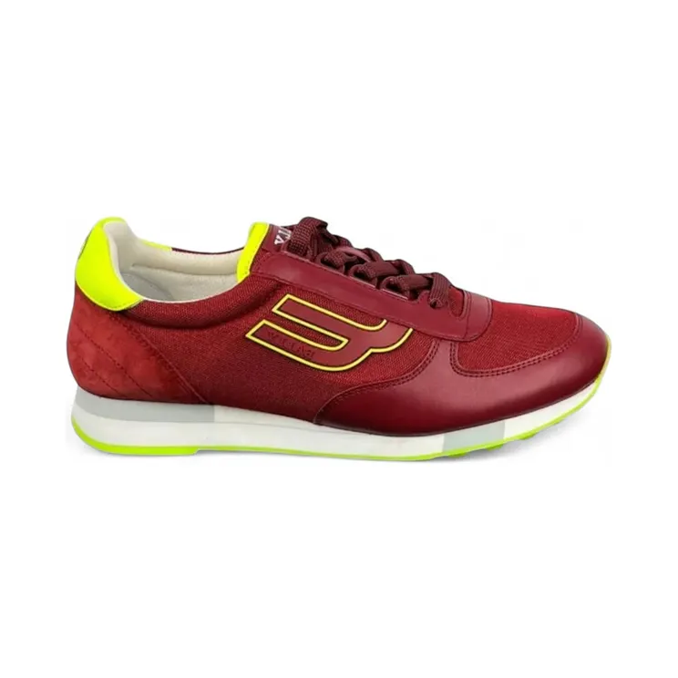 Bally Gavino Red Leather Burgundy Neon Yellow (6227961)