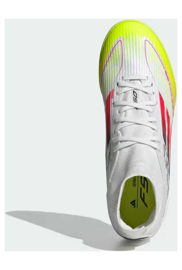 adidas F50 League Mid Turf Boots “Cloud White / Lucid Red / Solar Yellow” (IH3864)