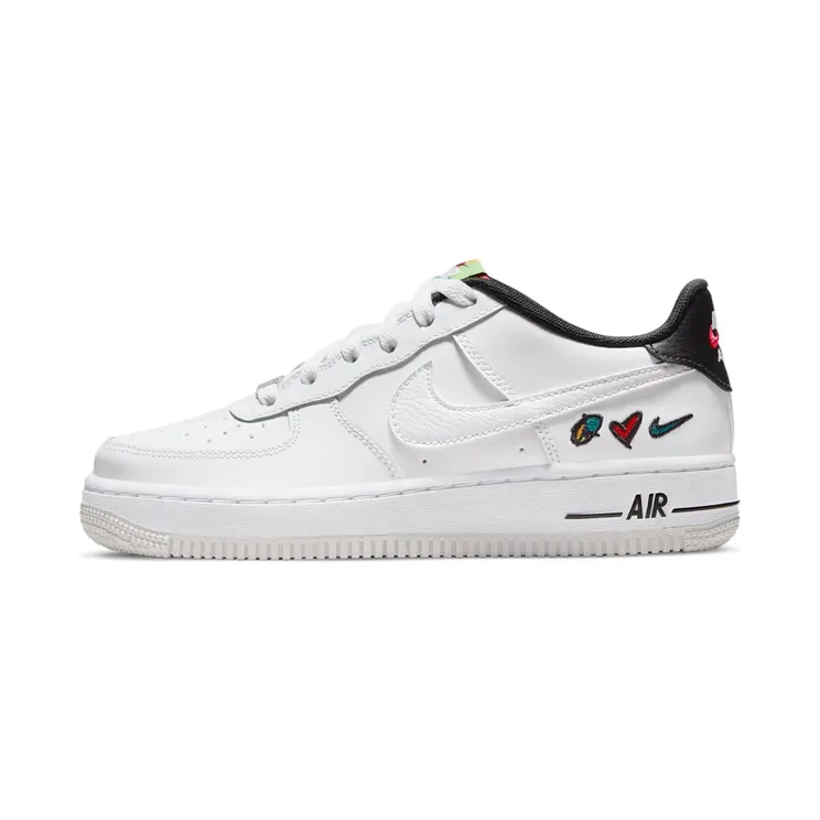 Nike Air Force 1 Low ’07 LV8 3 Peace, Love, Swoosh (GS) “White / University Red / University Gold” (DM8154-100)