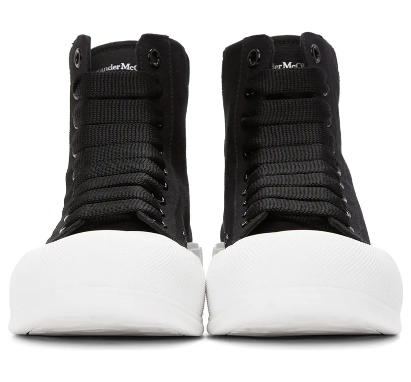 Alexander McQueen Black Deck Plimsoll High Top Sneakers (667816W4MV7) (2)