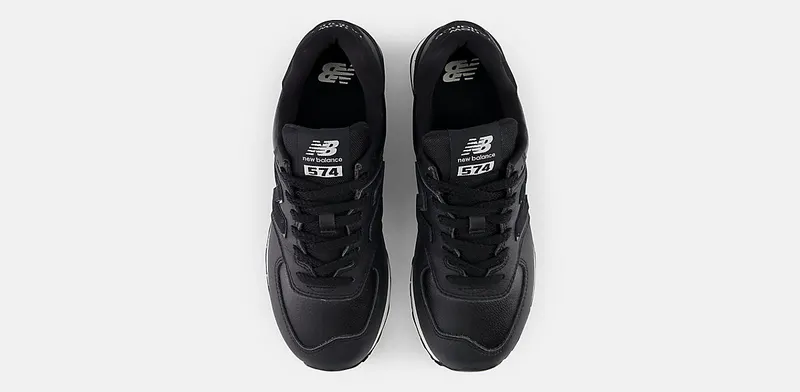 New Balance 574 Black Leather White Midsole (WL574IB2)