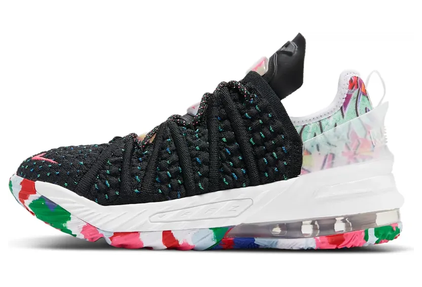 Nike LeBron 18 GS ‘James Gang’ Black/White/Multi-Color (CW2760-002)