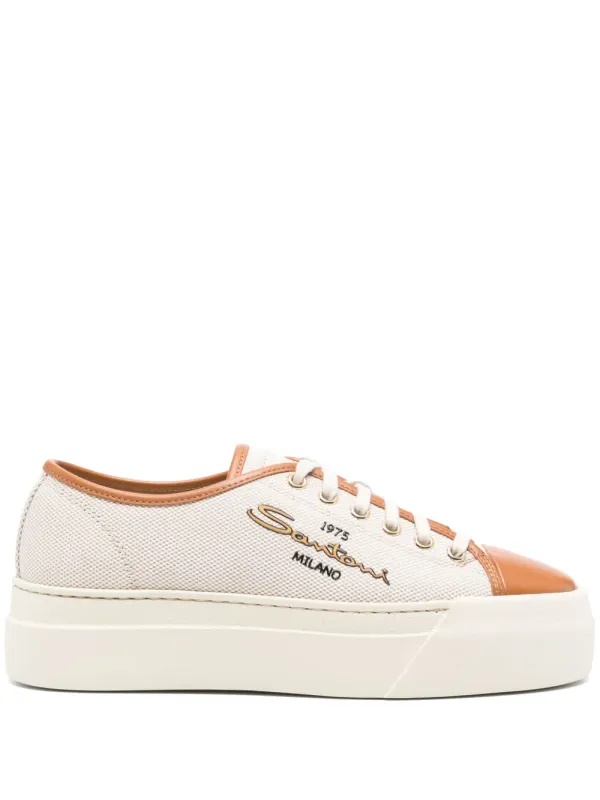 Santoni Plateau-Sneakers aus Canvas – Nude (WBGE61241OSST)