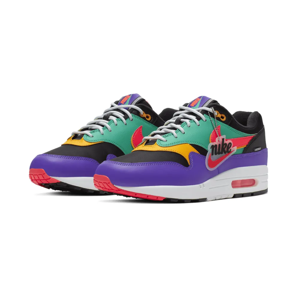 Nike Air Max 1 Windbreaker Black/Flash Crimson-Kinetic Green-Psychic Purple-University Gold-White (AO1021-023)
