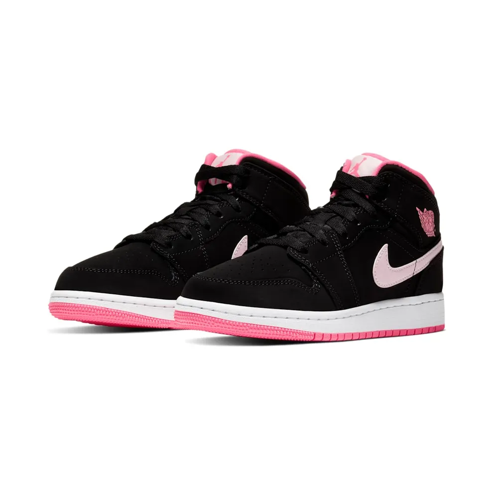Jordan 1 Mid Black Digital Pink (GS) Black/Digital Pink-White-Pink Foam (555112-066)