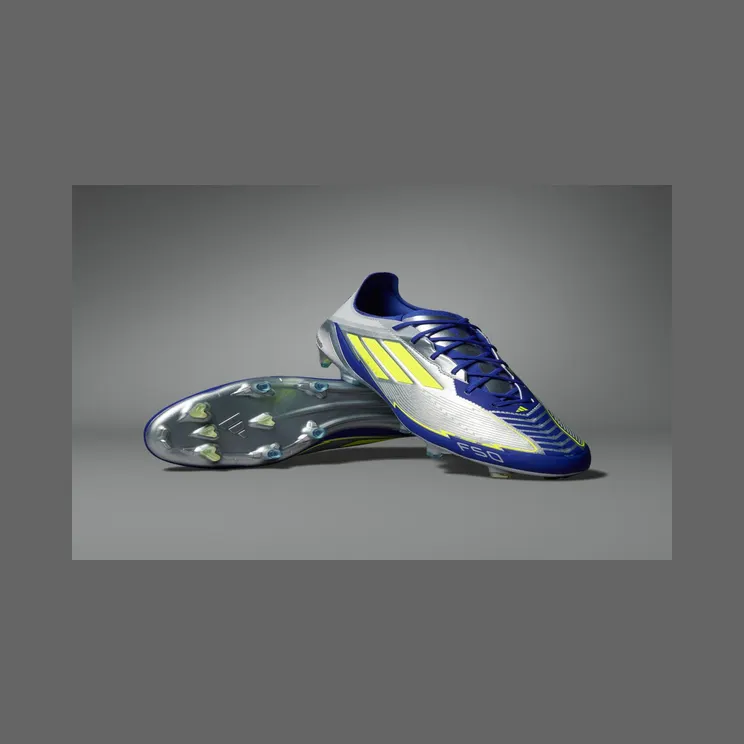 adidas F50 Elite Messi Firm Ground Boots “Silver Metallic / Solar Yellow / Lucid Blue” (IH0915)