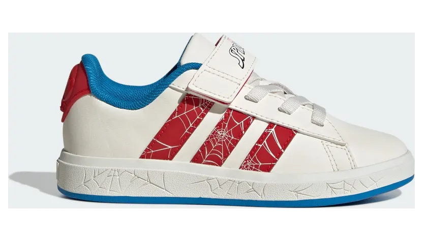 Adidas Marvel Spider-Man Grand Court “Cloud White / Pure Ruby / Bright Blue” (JS0778)