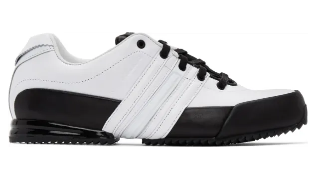 Y-3 White and Black Leather Sprint Sneakers (FY1536 FTW-29-D2)