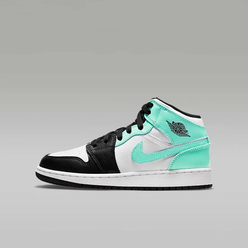 Air Jordan 1 Mid Igloo (GS) “White / Black / Tropical Twist” (554725-132)