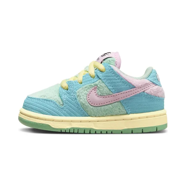 Nike SB Dunk Low Verdy Visty “Blue Gaze / Bicycle Yellow / Enamel Green / Light Arctic Pink” (FZ7194-400)