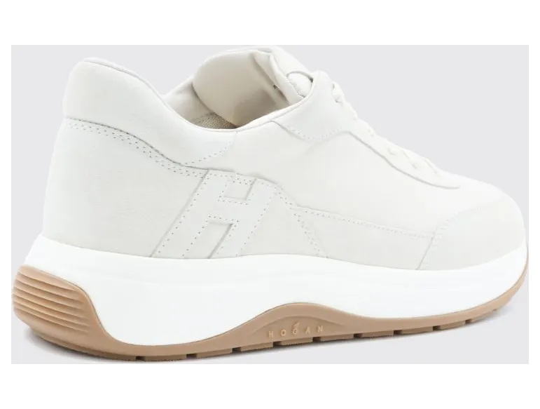 Hogan Hi-Light Smooth Leather and Suede Sneakers with H Logo White (HXM7190GH50N91B013) (2)