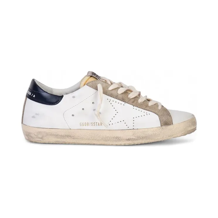 Golden Goose Super-Star White Navy Blue Heel Tab (GMF00360-F003184-81753)