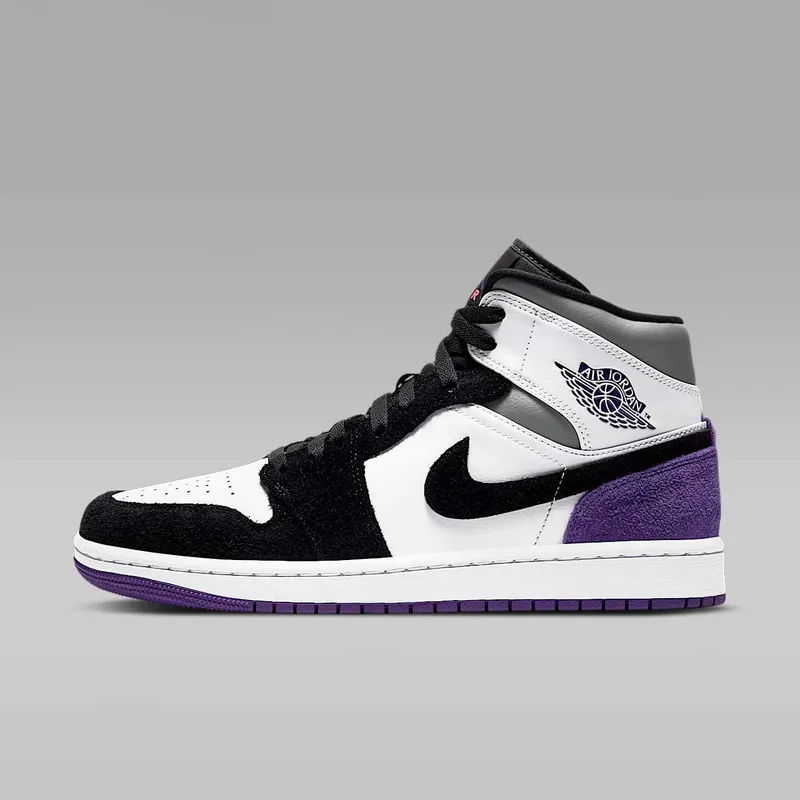 Jordan 1 Mid SE Purple White/Black-Light Solar Flare Heather-Varsity Purple (852542-105)