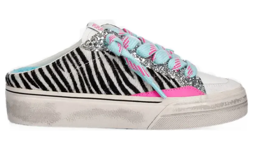 Crime London Soho sneakers met zebra-print en glitters – Wit (29551PP8)
