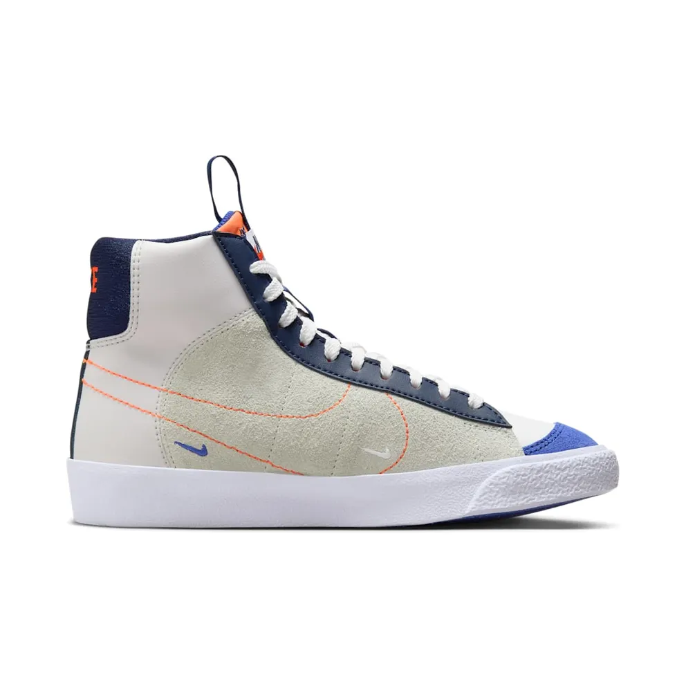 Nike Blazer Mid ’77 SE White Light Silver Midnight Navy Team Orange (FQ7413-100)