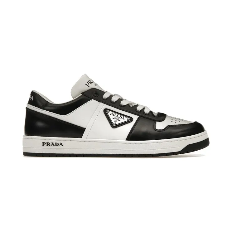 Prada Downtown Leather Low Top Sneakers White Black (1E792M_3LKG_F0964)