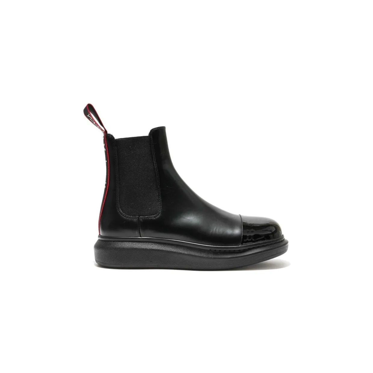 Alexander McQueen Hybrid Chelsea Boot Black Red Detail (665014WHX5T1324)