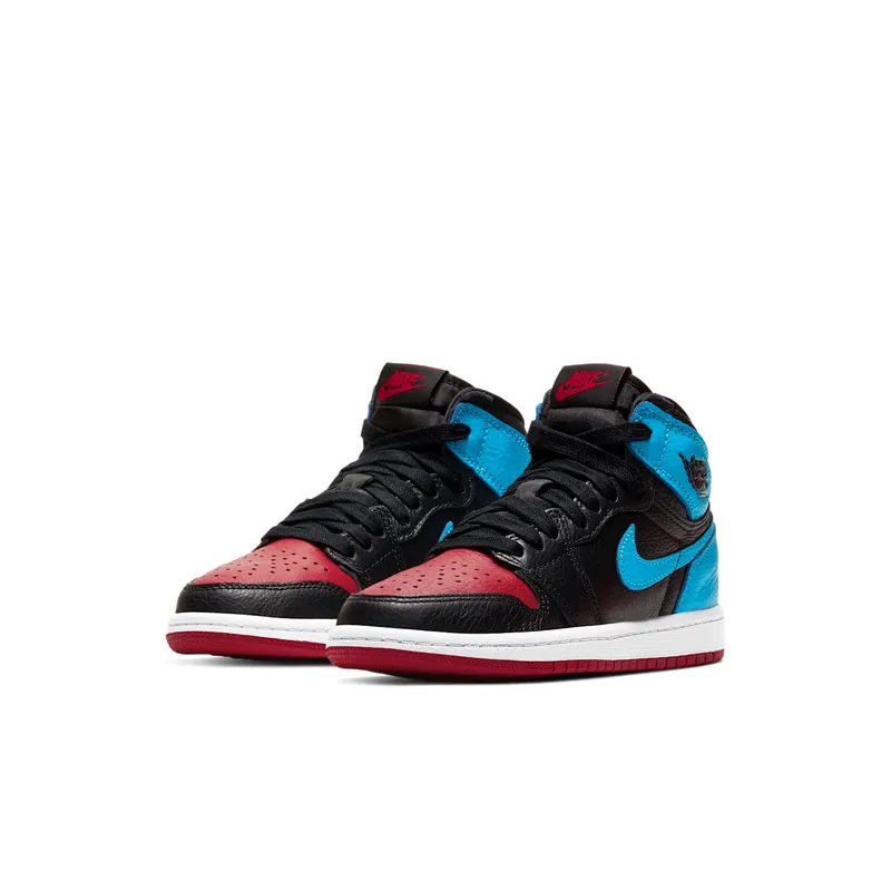 Jordan 1 Retro High UNC Chicago Leather (PS) Black/Dark Powder Blue-Gym Red (CU0449-046)