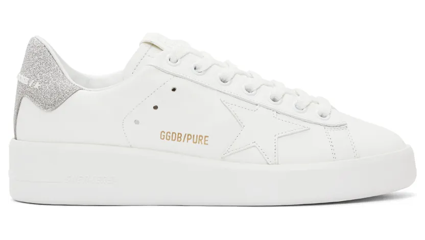 Golden Goose White & Silver Purestar Sneakers (F00197.F000538.80185)