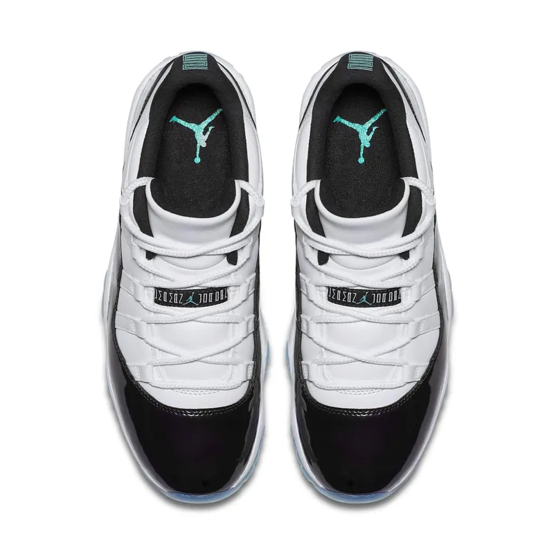 Jordan 11 Retro Low Iridescent White/Black-Emerald Rise (528895-145)