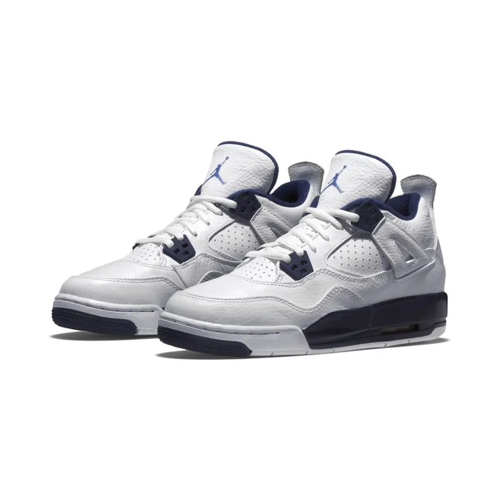 Jordan 4 Retro Columbia 2015 (GS) White/Legend Blue-Midnight Navy (408452-107)