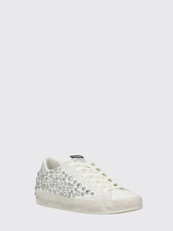 Crime Distressed Leather with Studs and Rhinestones White (29010PP810)