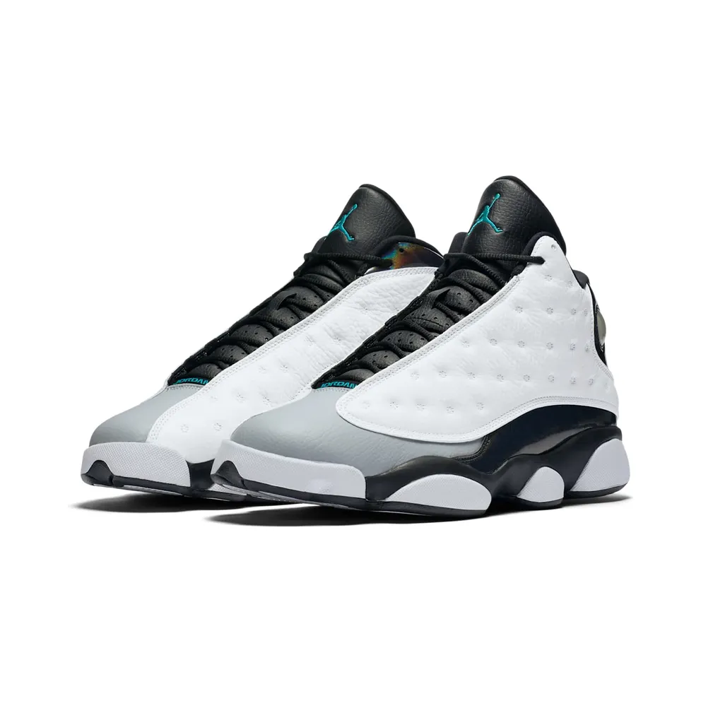 Jordan 13 Retro Barons Hologram White/Tropical Teal-Black-Wolf Grey (414571-115)