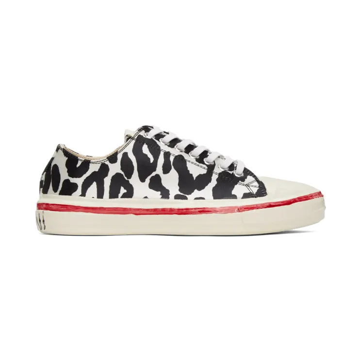Marni Black and White Leopard Graffiti Gooey Low-Top Sneakers (SNZW009902 P3953)
