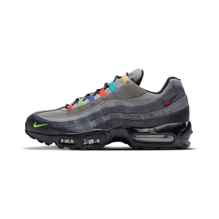 Nike Air Max 95 Eoi Grey “Light Charcoal / Black / Lemon Venom / University Red” (CW6575-001)