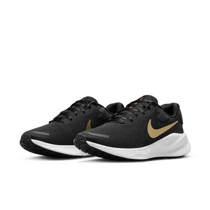 Nike Revolution 7 Black White Dark Smoke Grey Metallic Gold (FB2208-006)