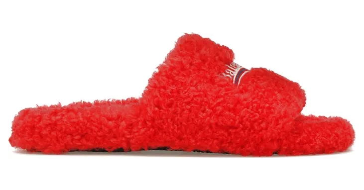 Balenciaga Furry Slide Red White (W) (654261W2DO16596)