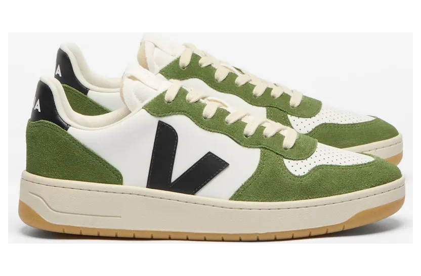 Veja V-10 White / Black / Military Green (VI0221741B)