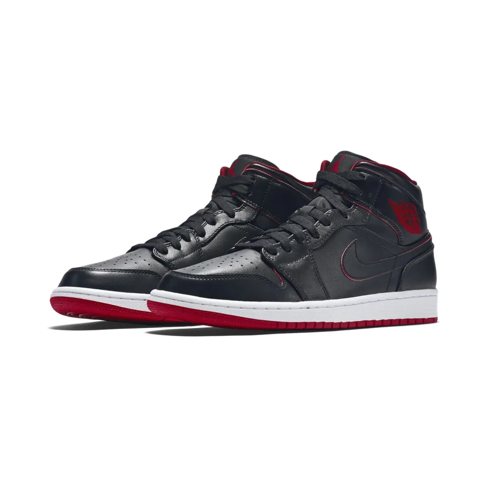 Air Jordan Nike AJ I 1 Retro Mid Black Red White (554724-028)