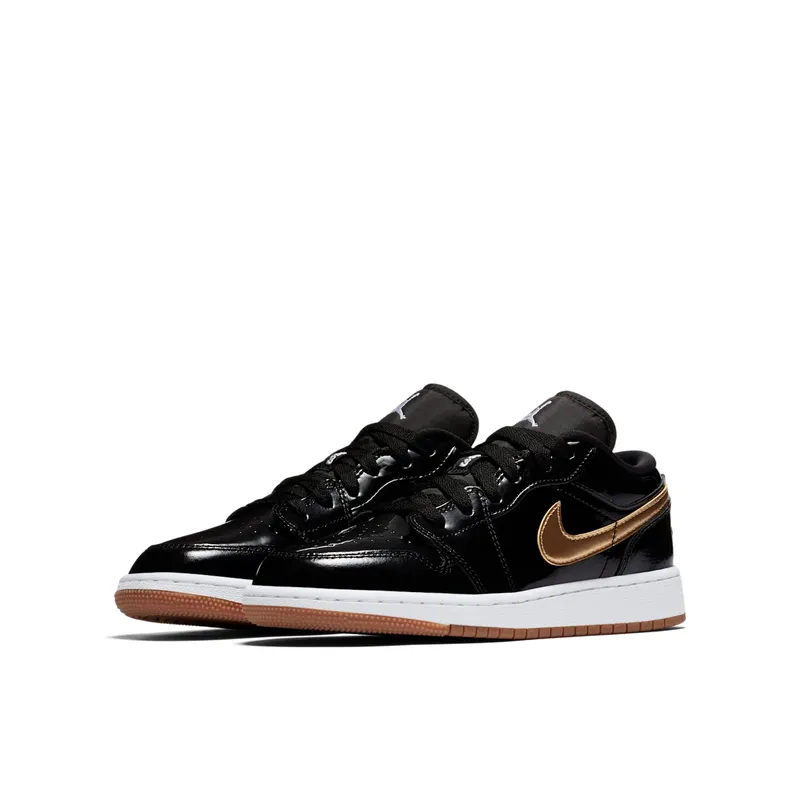 Jordan 1 Retro Low Black Gold Patent (GS) Black/Metallic Gold-White (554723-032)