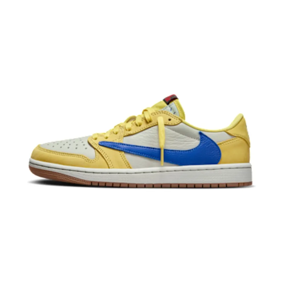 Jordan x Travis Scott Air Jordan 1 Low “Canary/Racer Blue/Light Silver/Gum Medium Brown” (DZ4137-700)