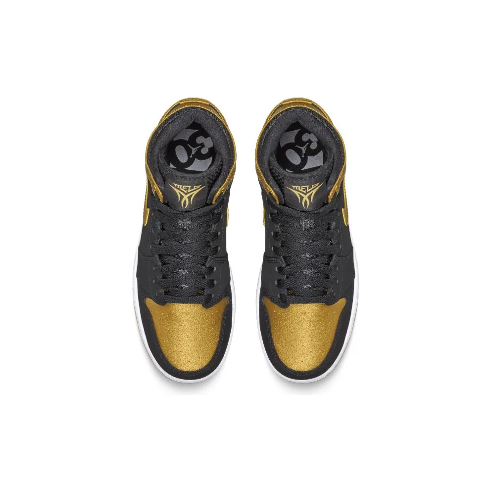 Jordan 1 Retro Melo (GS) Black/Metallic Gold-White (705300-026)