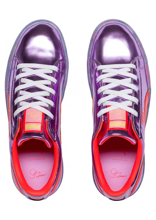Puma Sophia Webster Basket Candy Princess Womens “Metallic Pink Fiery Coral” (366134-01)