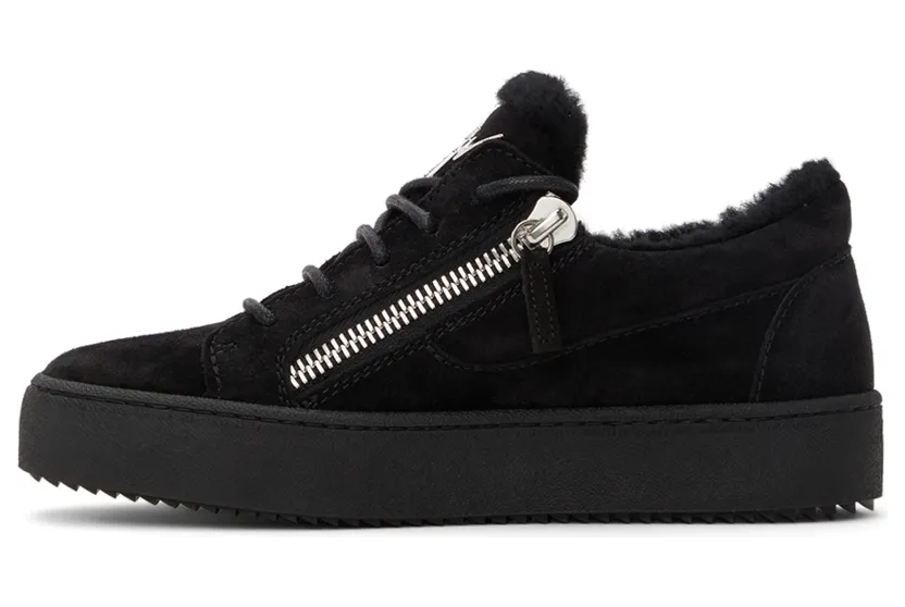 Giuseppe Zanotti Black Shearling Zip Sneakers (RS10054 7831) (3)