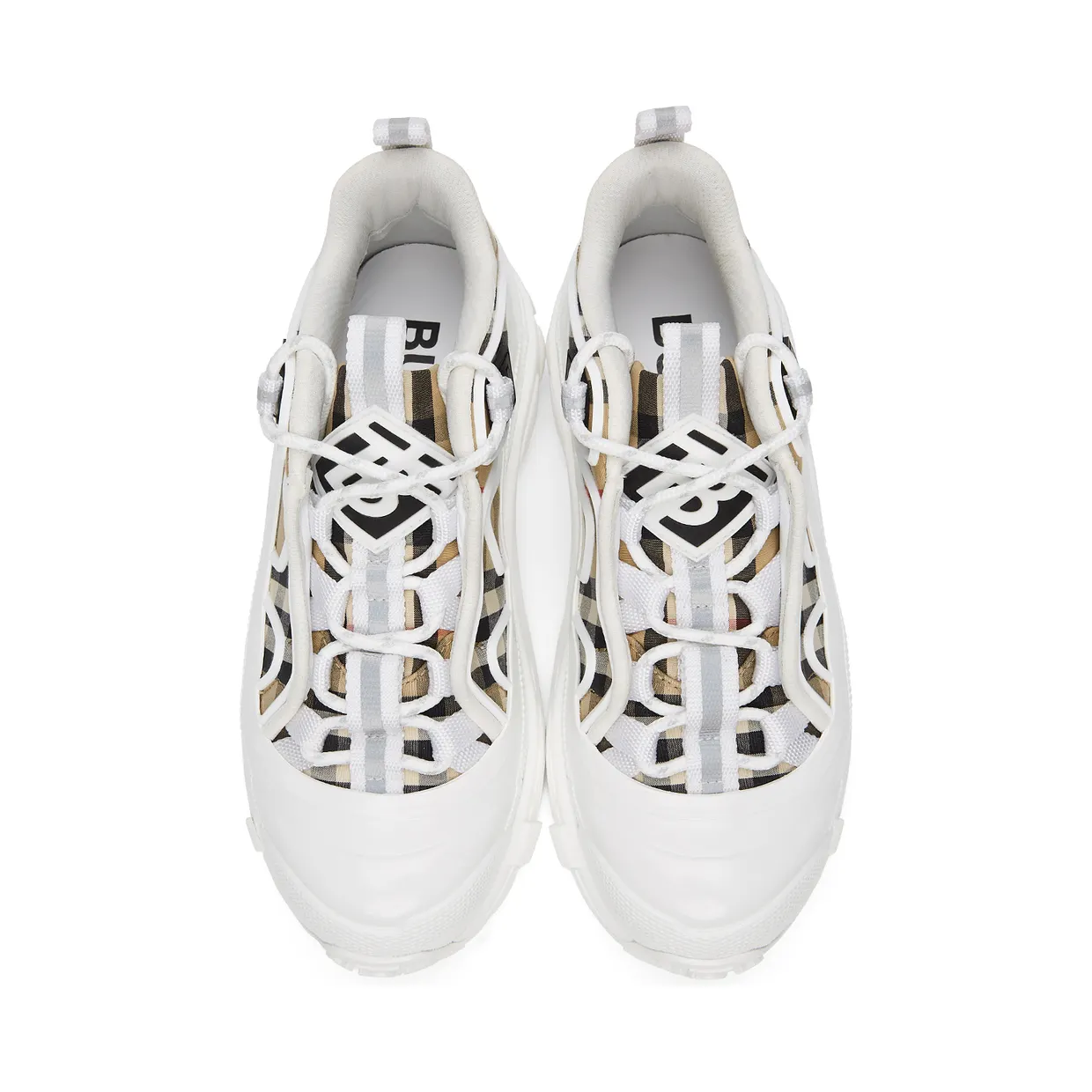 Burberry White & Beige Check Arthur Sneakers (8039440) (5)
