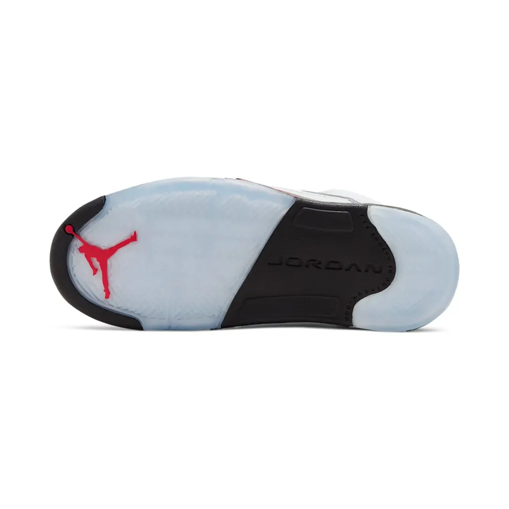Jordan 5 Retro Fire Red Silver Tongue 2020 (PS) White/Black-Metallic Silver-Fire Red (440889-102)