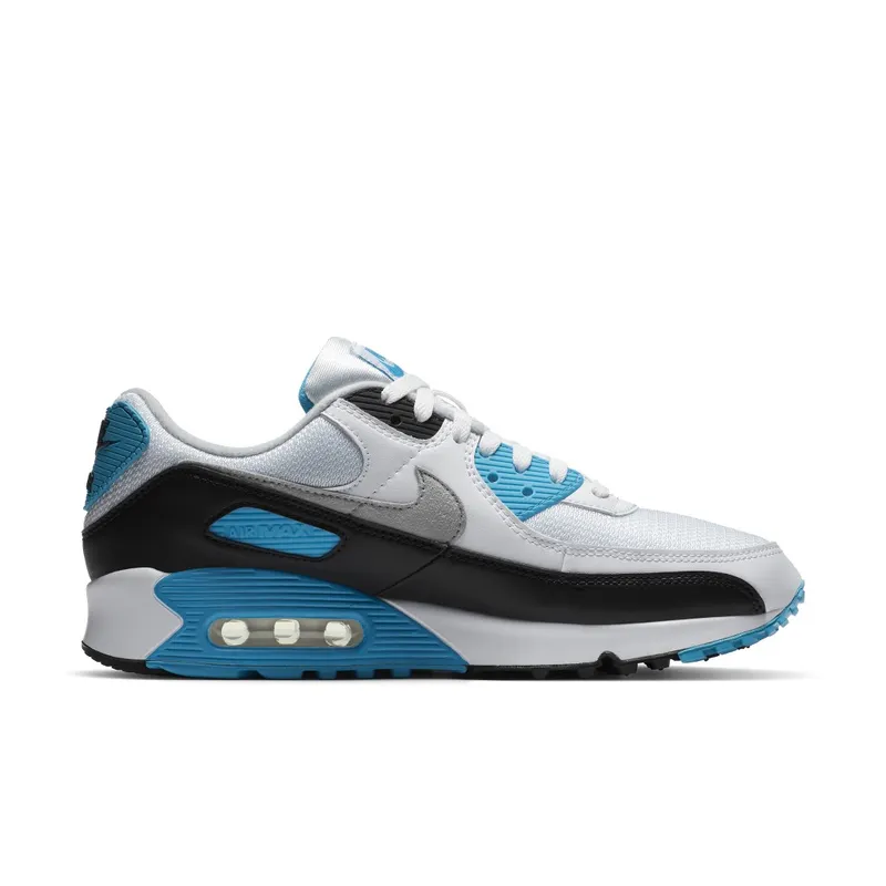 Nike Air Max 90 Laser Blue (2020) White/Black-Grey Fog-Laser Blue (CJ6779-100)