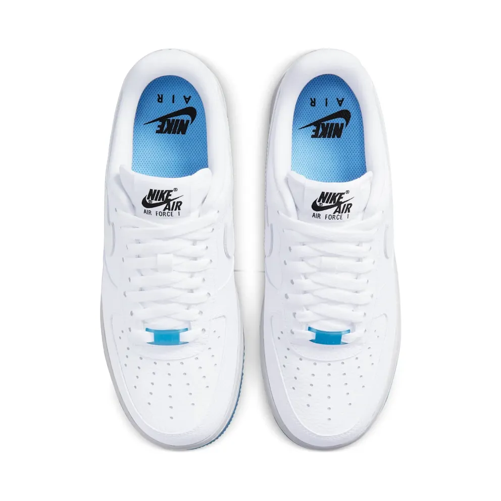 Nike Air Force 1 Low UV Reactive Swoosh (2021) – “White / White / White / University Blue” (DA8301-101)