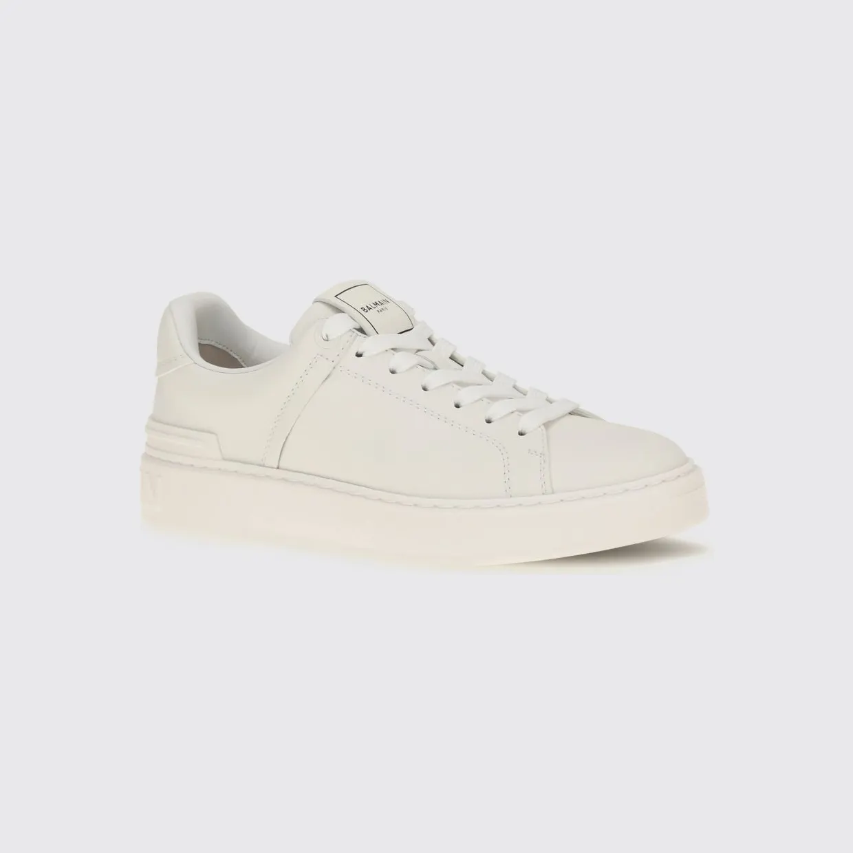 Balmain B-Court Smooth Leather Sneakers with Printed Logo White (HN1VI690LVTR0FA)
