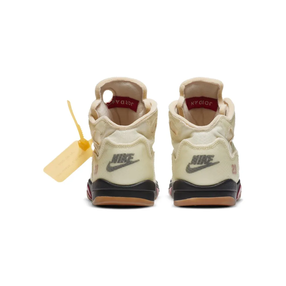 Jordan 5 Retro OFF-WHITE Sail (PS) Sail/Fire Red-Muslin-Black (CV4827-100)