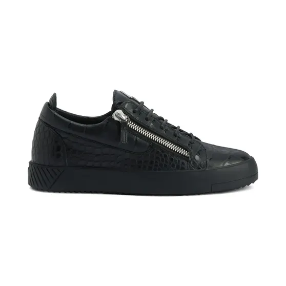 Giuseppe Zanotti Frankie met krokodillen-reliëf en rits “Black” (RU50029H03)